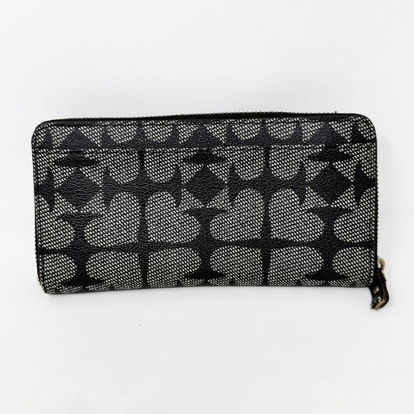 [Kate Spade] Neda Black Pebbled Leather Ace of Spades Zip Around Wallet *FLAW* - Picture 2 of 12